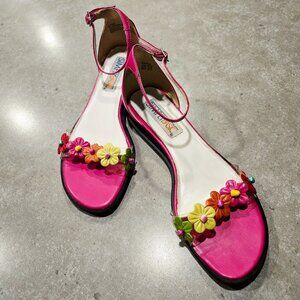 SIMPLY BASIC Grace Women's Ankle Strap Mini Wedge Sandals - Hot Pink - Size 8.5M